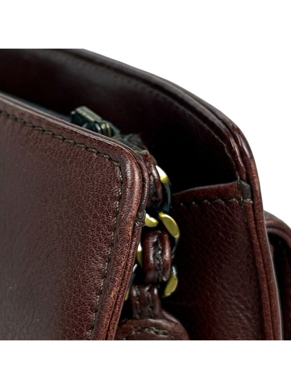 Chanel CC Logo Chain Handbag Tote Leather Brown - Picture 8 of 15